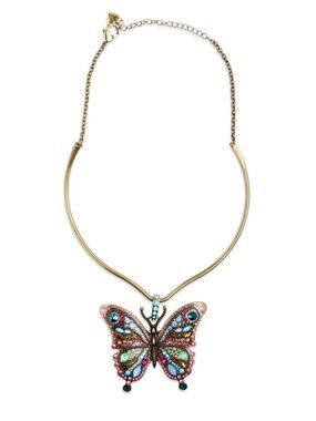 Betsey Johnson Boho Butterfly Stone Butterfly Round Wire Necklace Multi NWT